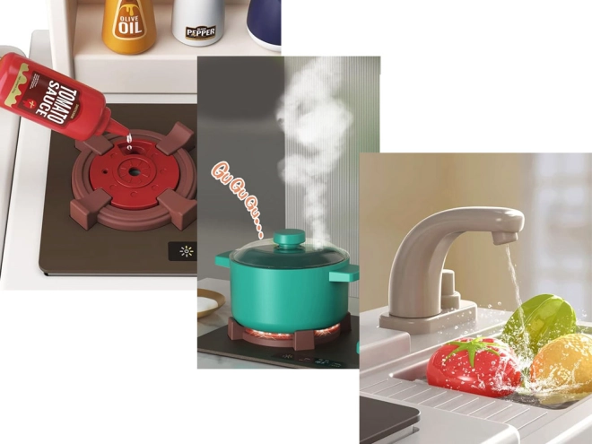 Steam, lights and sounds like in a real kitchen