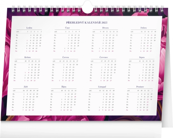 Weekly Planner Calendar Peonies 2025