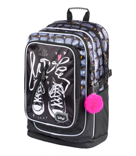 Baagl School Backpack, Pencil Case, and Gym Bag Set - Sneakers