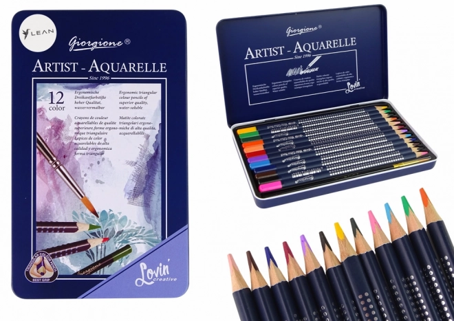 Watercolor Pencil Set in Metal Case