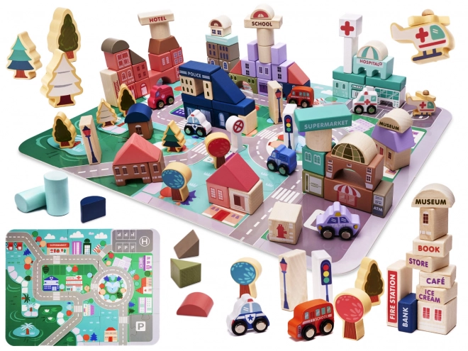 Educational Wooden Blocks Town Puzzle Set