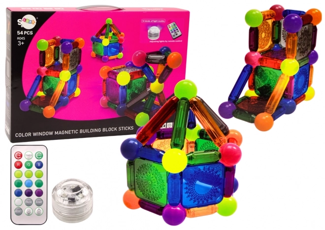 Magnetic Blocks Set with LED Light 54 Pieces