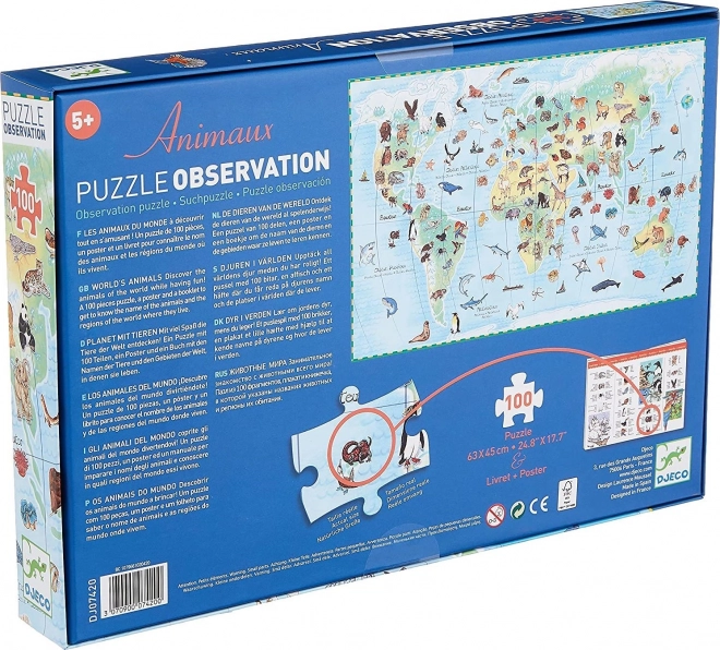 Djeco Observation Puzzle: Animals of the World 100 Pieces