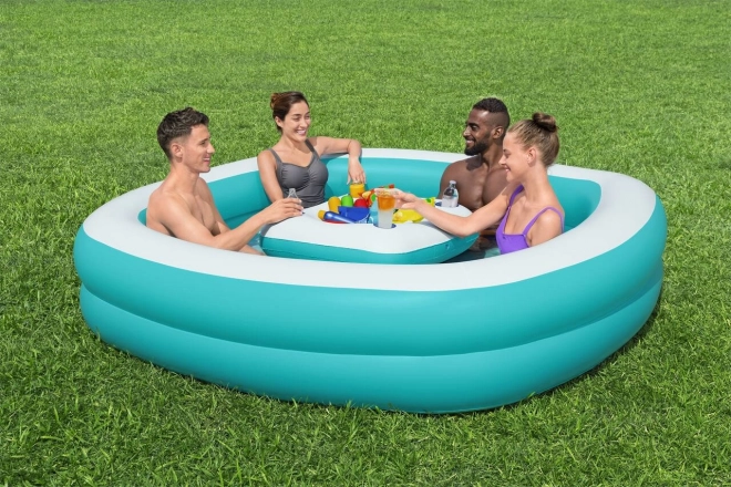 Inflatable Family Pool with Floating Drink Table