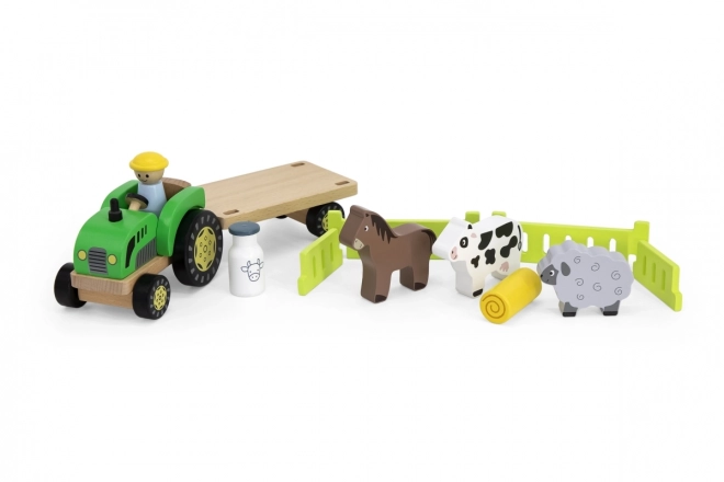 Wooden Tractor with Animals