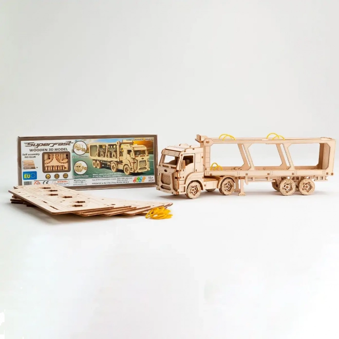 Wooden 3D Puzzle Superfast Car Carrier Truck