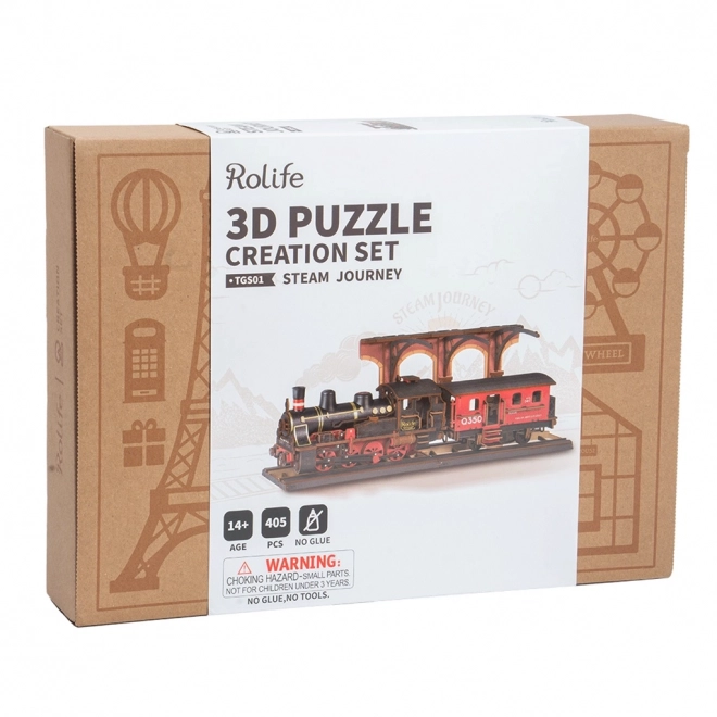 Robotic Vintage Steam Locomotive 3D Wooden Puzzle