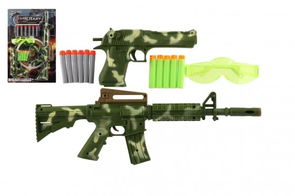 Toy Rifle And Pistol Set With Foam Darts And Safety Glasses