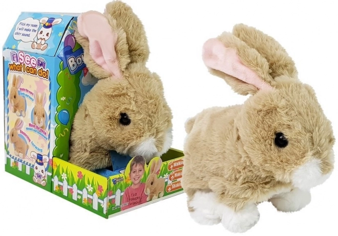 Interactive Cream Bunny Toy with Sound and Ear Movement