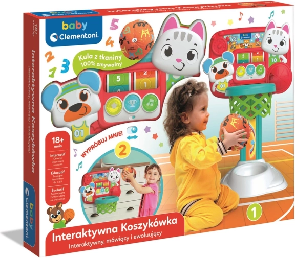 Interactive basketball hoop for children with kitten and bear CLEMENTONI (Polish language)