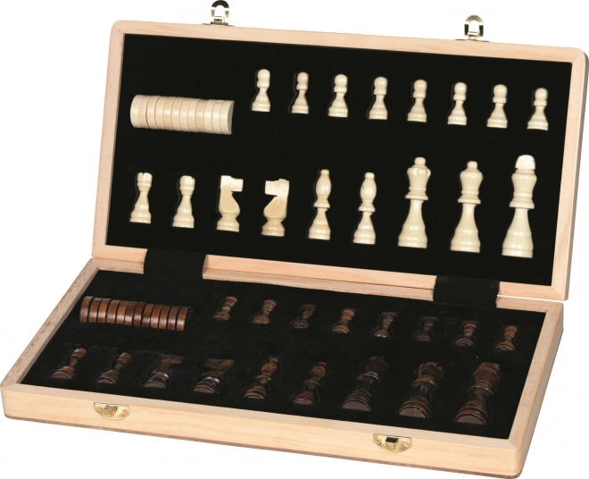 Magnetic Wooden Chess and Checkers Set 2-in-1