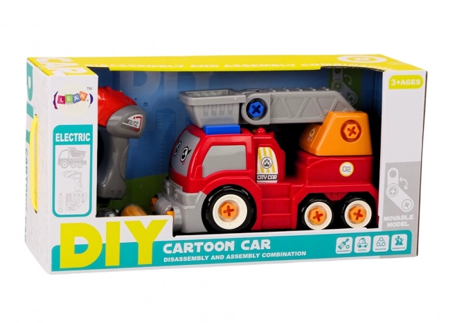 Red Cartoon DIY Crane Truck