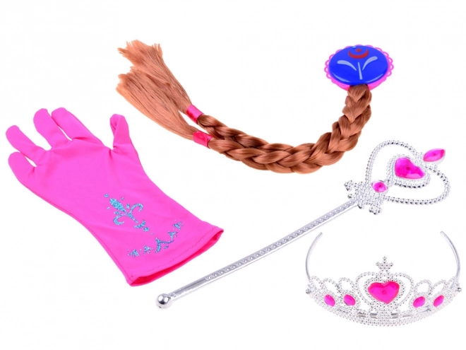 Princess Fairy Tale Dress-Up Set with Tiara and Braid – pink