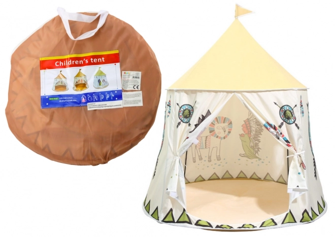 Kids Beige Indian Tipi Tent 125 Cm