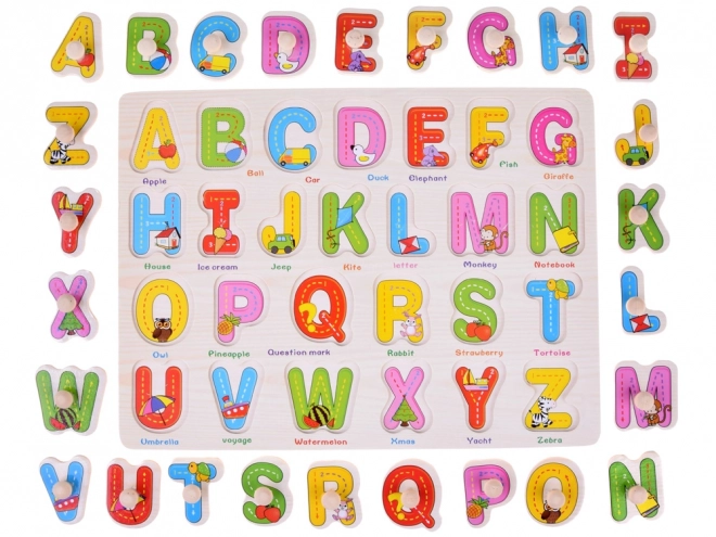 Wooden Alphabet Board with Colorful Letters