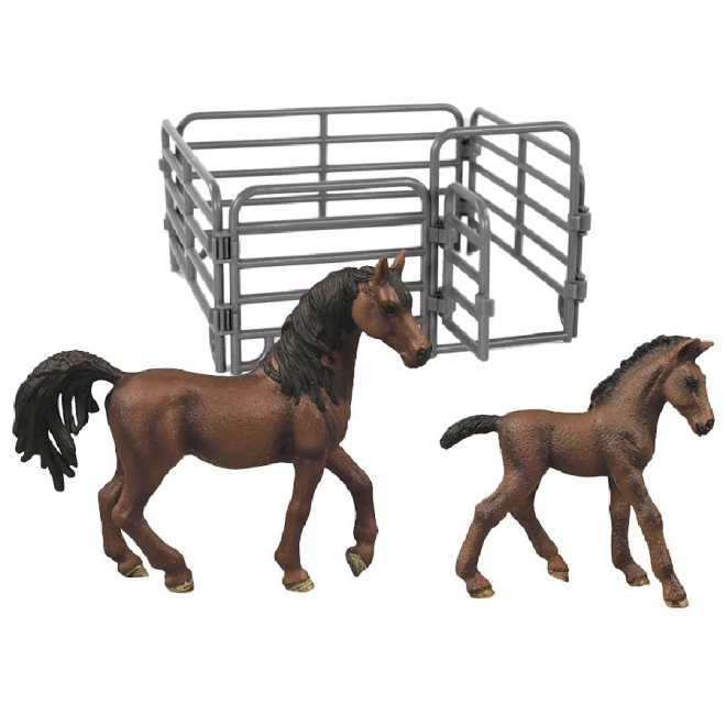 Horse and Foal with Enclosure Toy Set