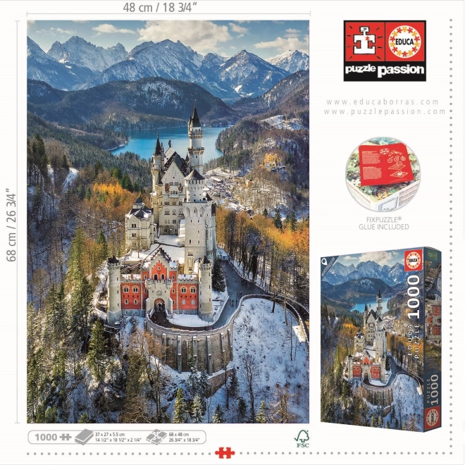 Educa Puzzle Neuschwanstein Castle Aerial View 1000 Pieces