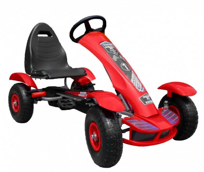 Racing Pedal Go-Kart XL for Kids 3+ Red + Inflatable Wheels + Adjustable Seat + Freewheel