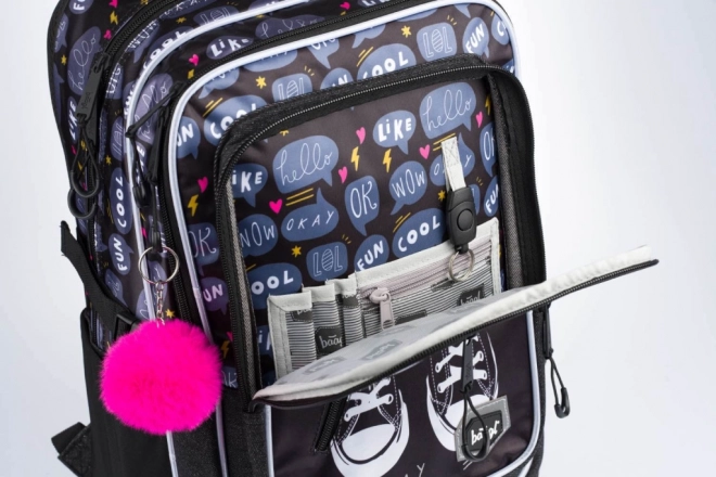 Baagl School Backpack, Pencil Case, and Gym Bag Set - Sneakers