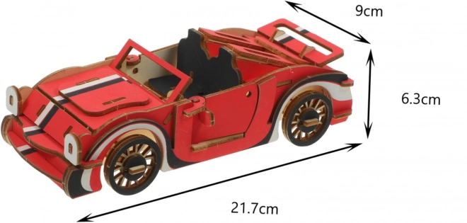 Woodcraft Wooden 3D Puzzle Red Convertible