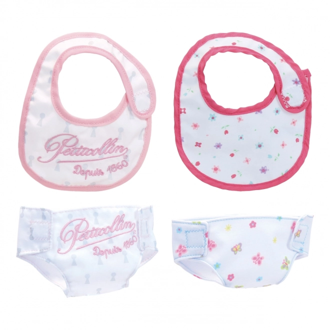 Set of Bibs and Diapers for Dolls