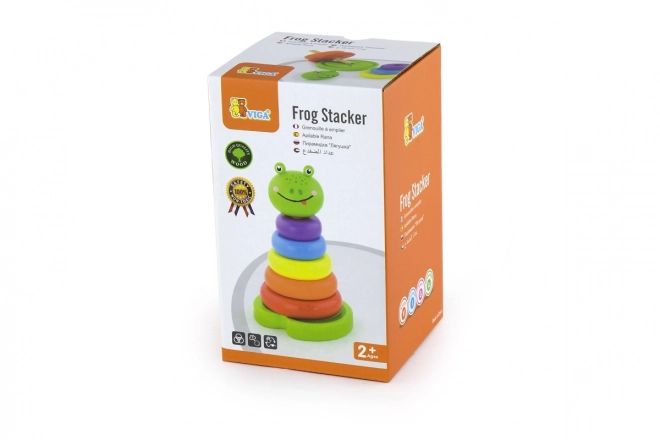 Wooden Stacking Pyramid Frog