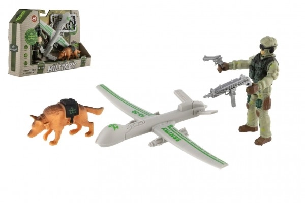 Military Play Set with Drone, Soldier, and Dog