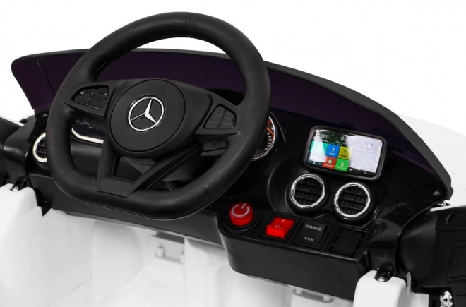 Mercedes Benz GT baterie pro děti Bílá + dálkové ovládání + pomalý start + MP3 LED