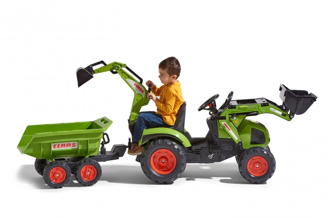 Pedal Tractor Claas Axos - with front and rear loader + trailer