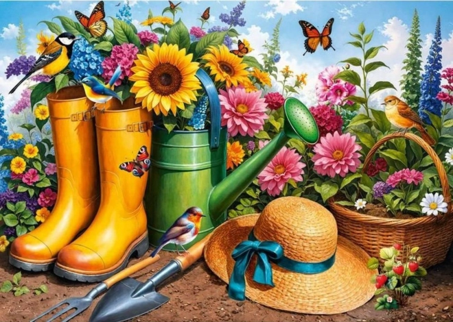 Puzzle Golden Boots in the Garden 1000 Pieces