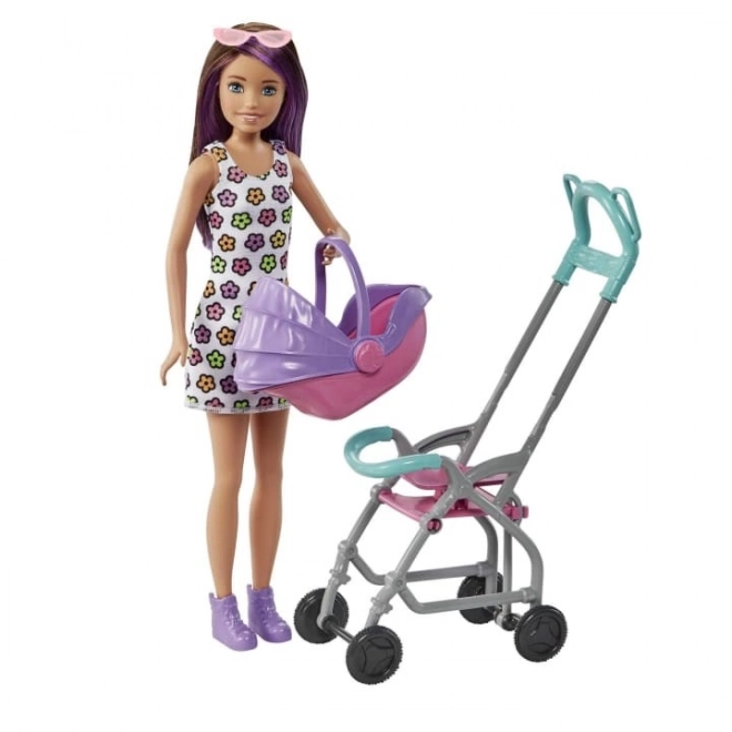 Barbie Doll Nanny Skipper Stroller + Baby Set
