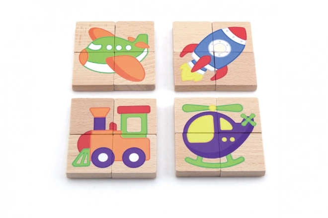 Wooden Magnetic Puzzle Transport Vehicles