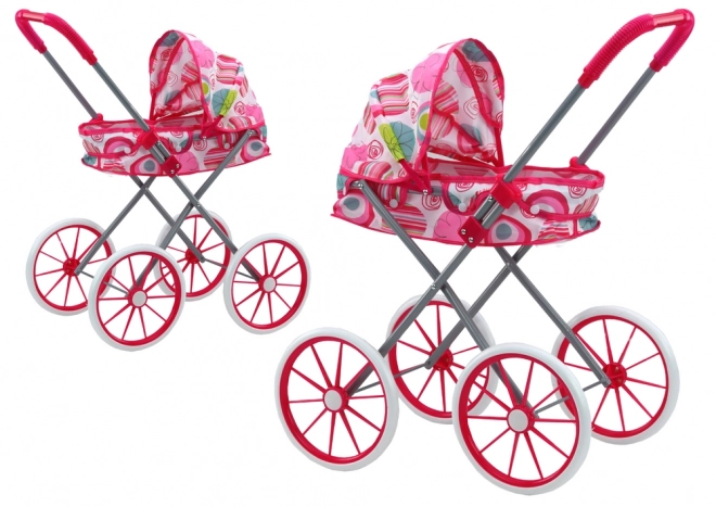 Pink Doll Stroller with Large Wheels