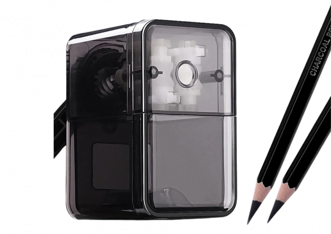 Crank Pencil Sharpener with Container Black