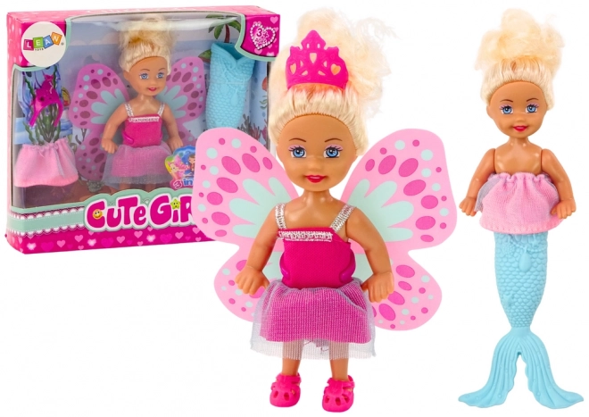 Mini Mermaid Fairy Doll with Tail and Wings