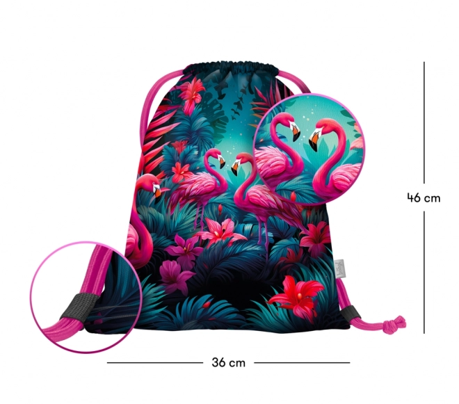 Baagl drawstring bag with flamingo design