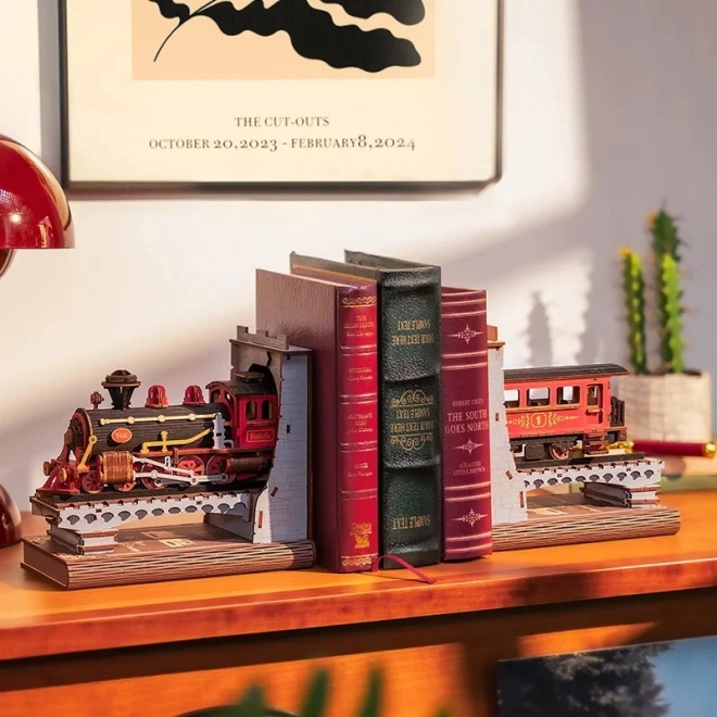 Wooden Steampunk Train Bookend 3D Puzzle