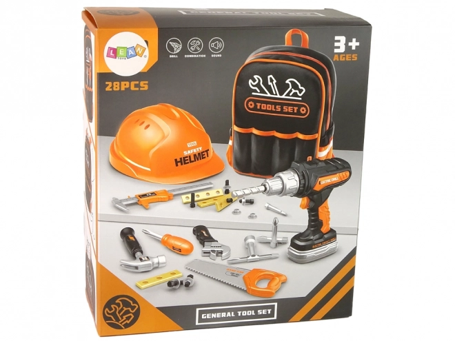 Handyman Backpack Set with Tools and Helmet - Orange