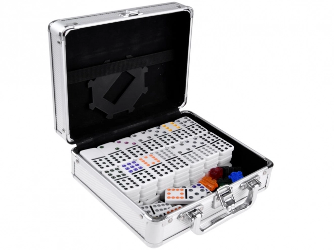 Domino and Mexican Train Game Set with Metal Case