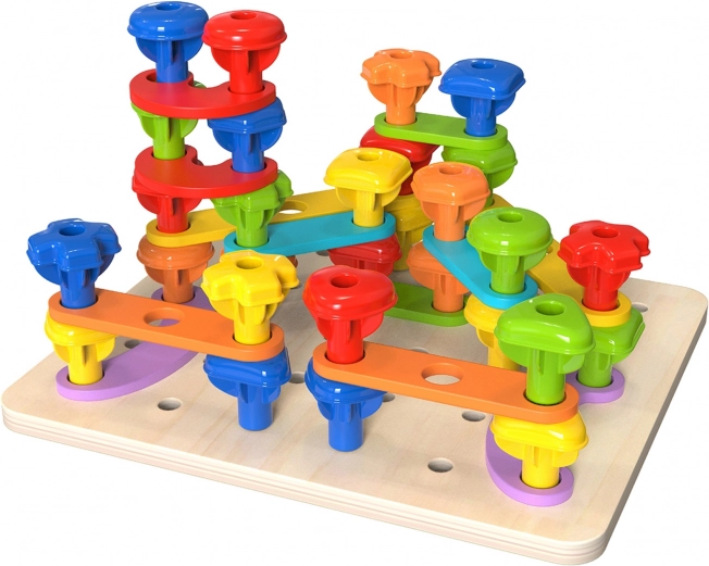 Tooky Toy višenamjenska ploča s raznobojnim vijcima za učenje oblika