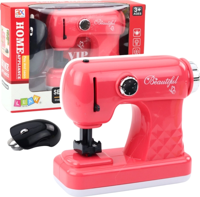 Kinder-Nähmaschine mit Maus, Licht rosa