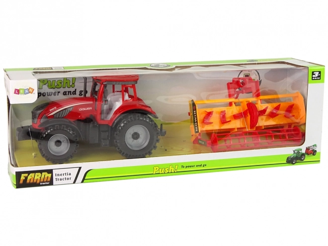 Friction-Powered Red Tractor with Cultivator