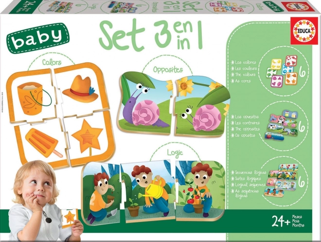 Educ Baby Puzzle Set in Colors, Sequences and Opposites 3-in-1