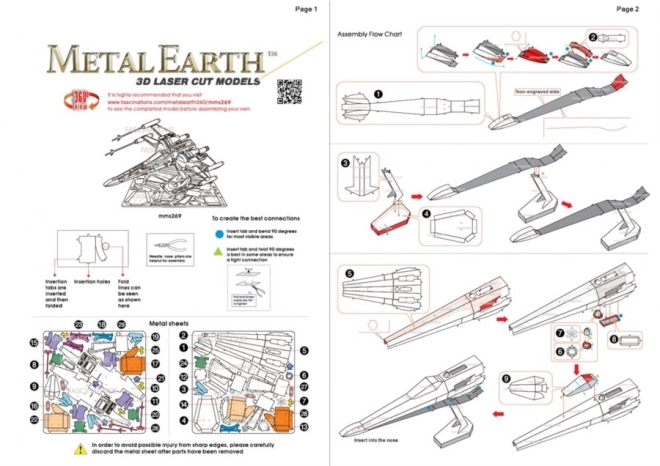 Metal Earth 3D Puzzle Star Wars Poe Dameron's X-Wing Fighter