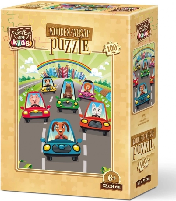 Wooden Puzzle Cute Drivers 100 Pieces