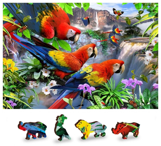 Wooden Parrot Island Puzzle 2-in-1