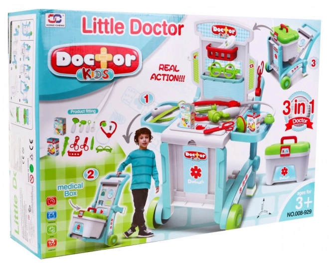 Portable Children's Medical Playset with Suitcase and Cart