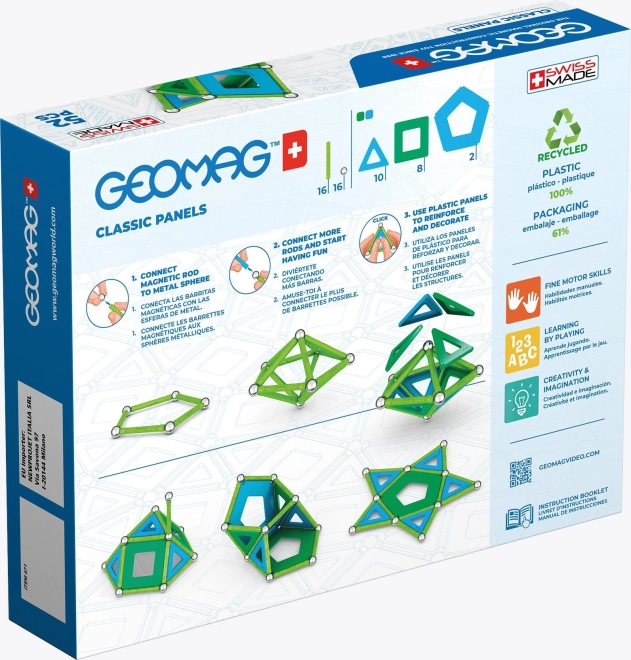 Geomag Classic Panels Újrahasznosított mágneses építőkészlet 52 db