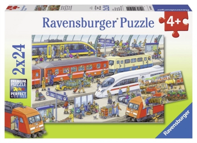 Busy Train Station Puzzle Set 2x24 Pieces