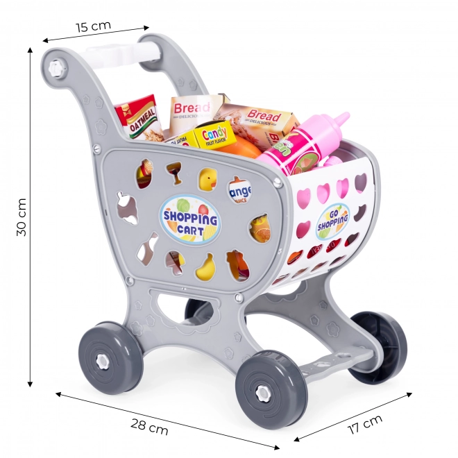 Children's Gray Shopping Cart with 18 Accessories